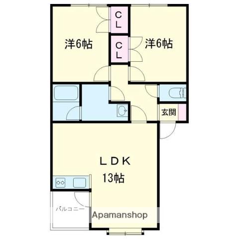 レジュール24(2LDK/1階)の間取り写真