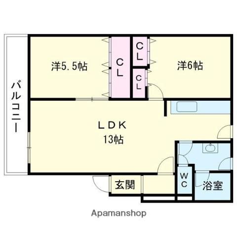 ミレニューム21(2LDK/2階)の間取り写真