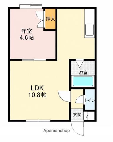 ノースパークA棟(1DK/2階)の間取り写真