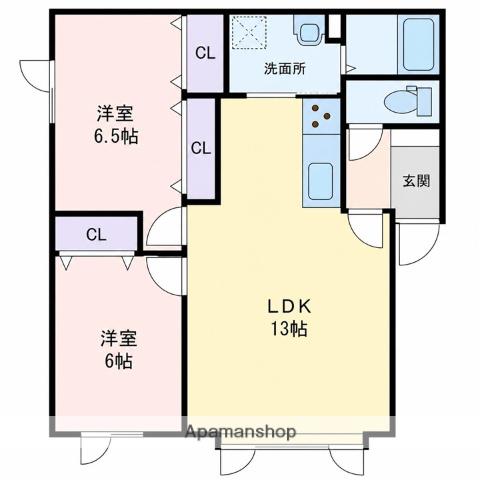 DEAR CURT KHAI(2LDK/2階)の間取り写真