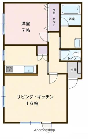 クレアトゥール沼ノ端中央(1LDK/2階)の間取り写真