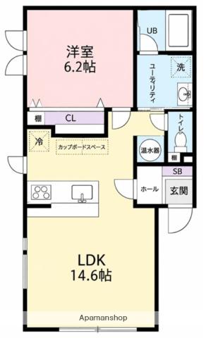 プリマードはまなすⅡ(1LDK/2階)の間取り写真