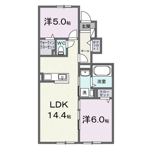 ヴィラK Ⅶ(2LDK/1階)の間取り写真