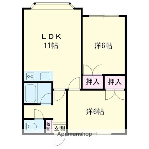 コーポエルピス(2LDK/2階)の間取り写真