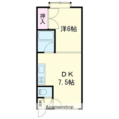 00ハイツサリーレ(1DK/2階)の間取り写真