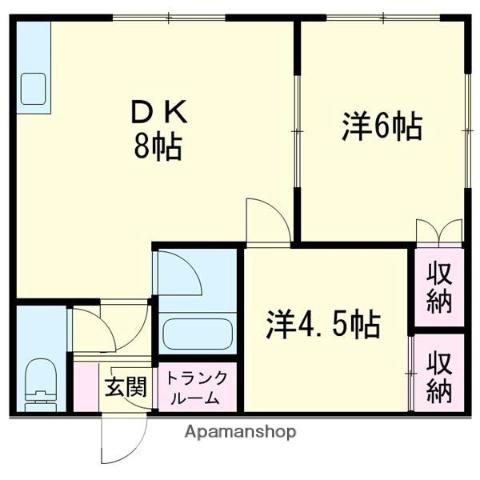ブリリアント船見D(2DK/1階)の間取り写真