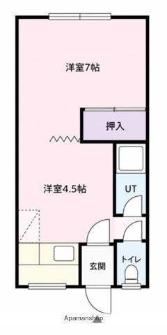 ハイツ古川Ⅱ(1DK/2階)の間取り写真