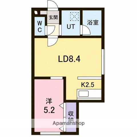BRONZⅡ(1LDK/1階)の間取り写真