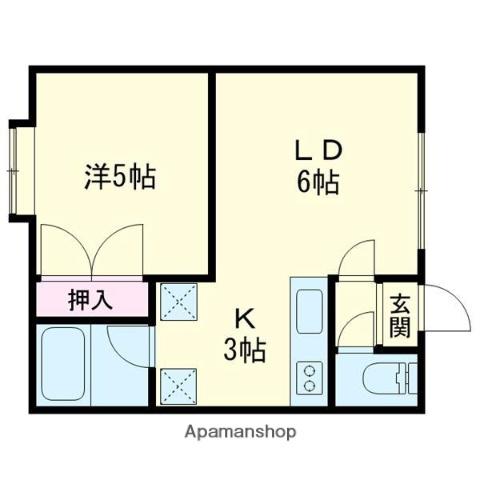メルシーヤマテ(1LDK/2階)の間取り写真