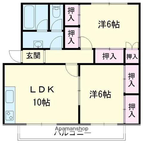 グランドハイツ日新Ⅲ(2LDK/1階)の間取り写真
