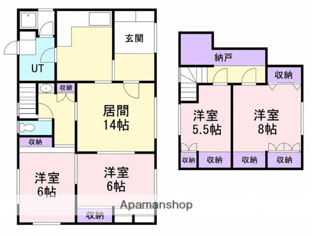 室蘭本線 萩野駅 徒歩8分 2階建 築53年(4LDK)の間取り写真