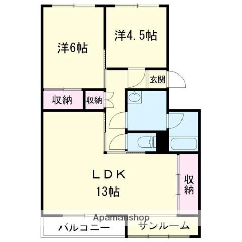 セントラルハイツ日新(2LDK/2階)の間取り写真