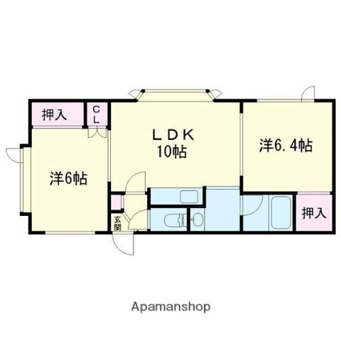 サンエアハウスC(2LDK/2階)の間取り写真