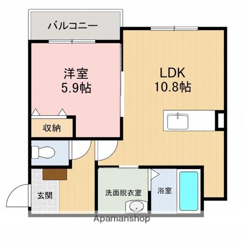 苫小牧市北栄町5丁目AP(1LDK/3階)の間取り写真