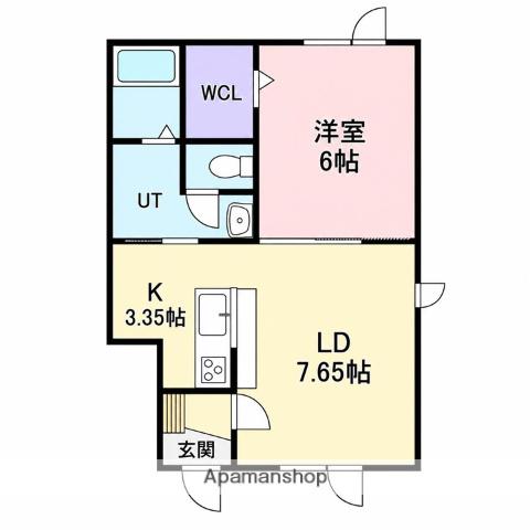 柏木町APⅡ 北棟(1LDK/2階)の間取り写真