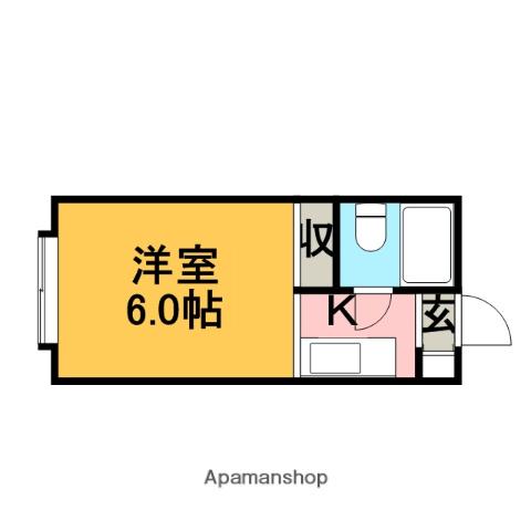 エルハウス(ワンルーム/2階)の間取り写真