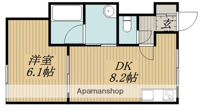 サンリバ2(1DK/1階)の間取り写真