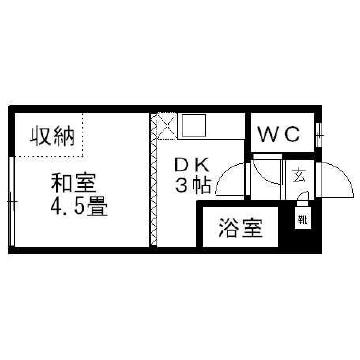 グリーンチャイム(1DK/1階)の間取り写真