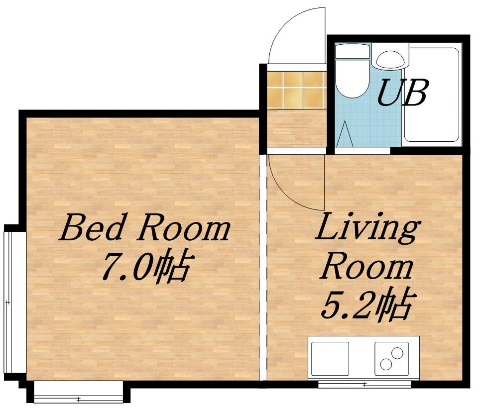 カルチェ・ラタン(1DK/2階)の間取り写真