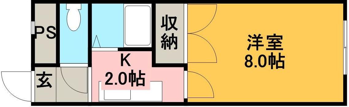 サンローム(1K/4階)の間取り写真