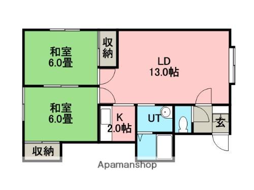 ピアコート手稲本町A(2LDK/2階)の間取り写真