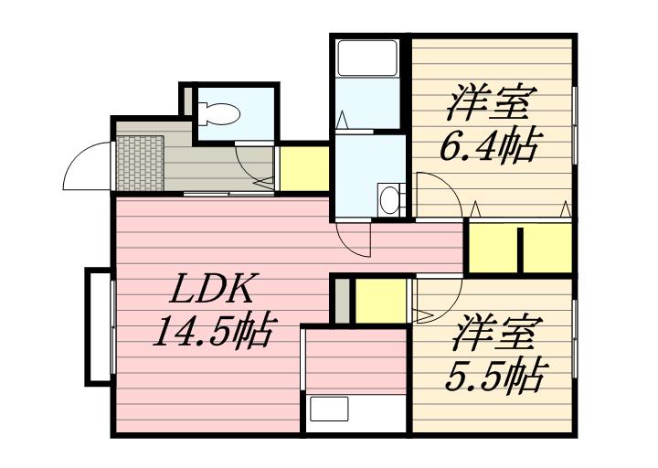 シャーメゾン・リジェール(2LDK/1階)の間取り写真