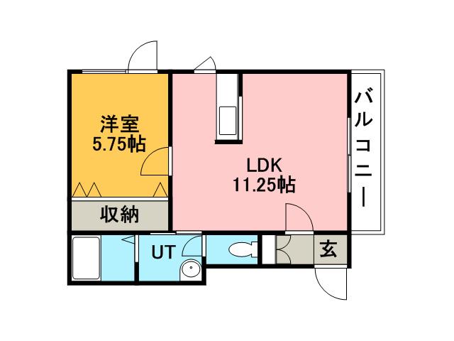 カゼッタカリーナ(1LDK/3階)の間取り写真