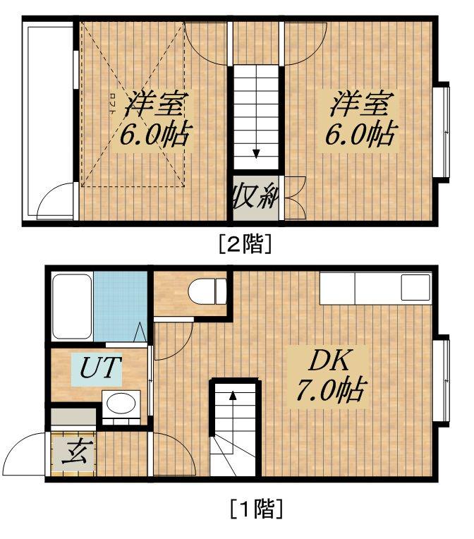 オーシャンビュウー銭函(2DK/1階)の間取り写真