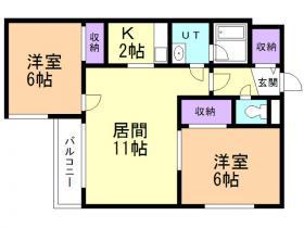 エクセレントMS21(2LDK/4階)の間取り写真