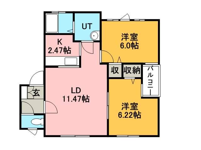 ONDINE (2LDK/3階)の間取り写真