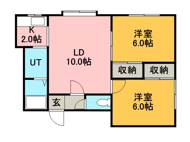 INFINI BONHEUR MIYANOSAWA(2LDK/3階)の間取り写真