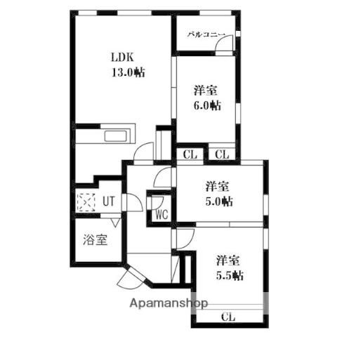 TERTIARY(3LDK/1階)の間取り写真