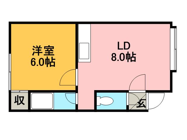 テイクファイブ(1DK/3階)の間取り写真