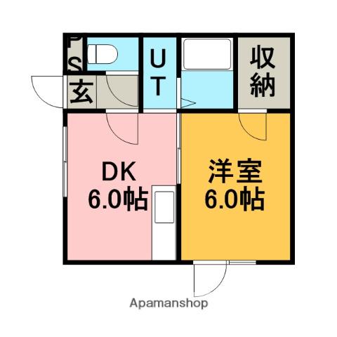 リバティヒル(1DK/2階)の間取り写真