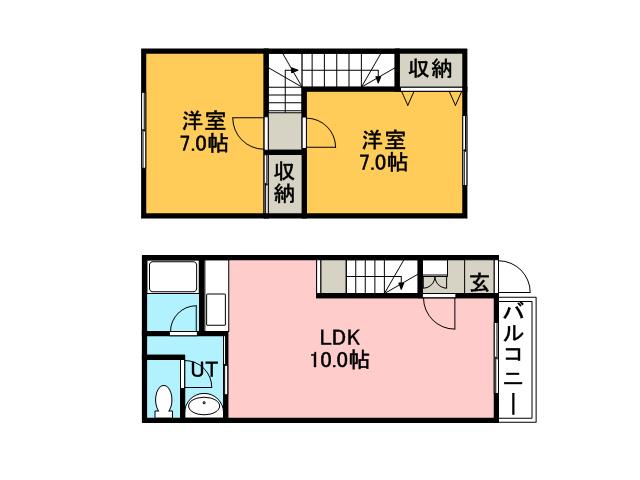 サンヒルズアイA(2LDK/1階)の間取り写真