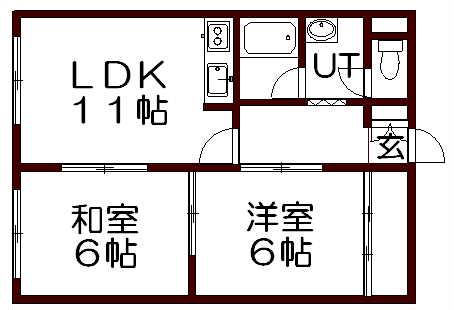 ファミール曙(2LDK/1階)の間取り写真