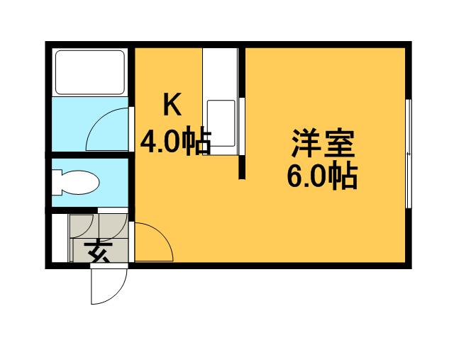 ウエストポート614(1K/2階)の間取り写真