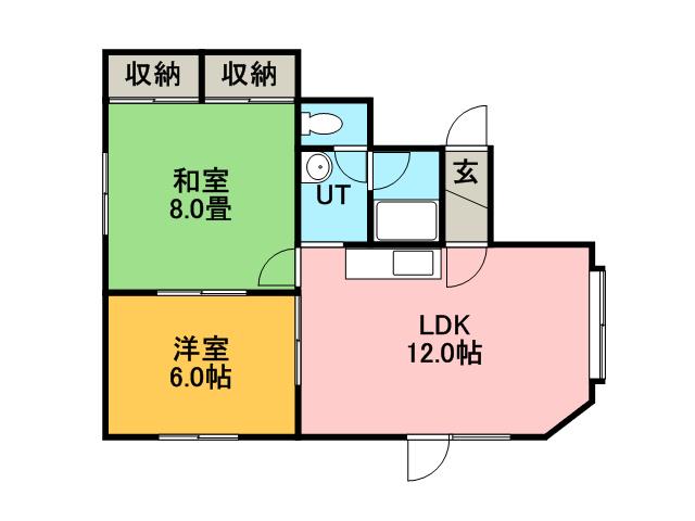 手稲ビューハイツ(2LDK/2階)の間取り写真