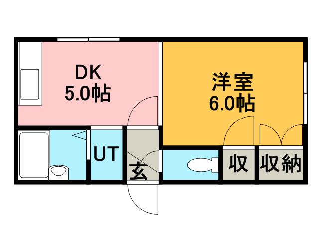 サンコート稲穂Ⅱ(1DK/2階)の間取り写真