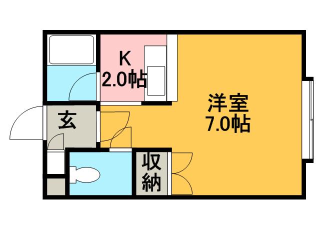 第1大京マンション(1K/2階)の間取り写真