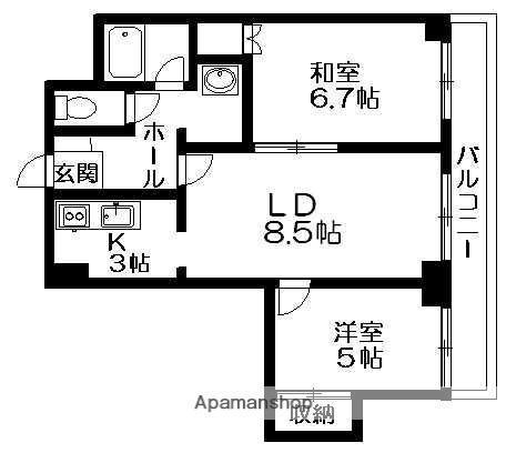 ル・ソレイユ手稲(2LDK/3階)の間取り写真