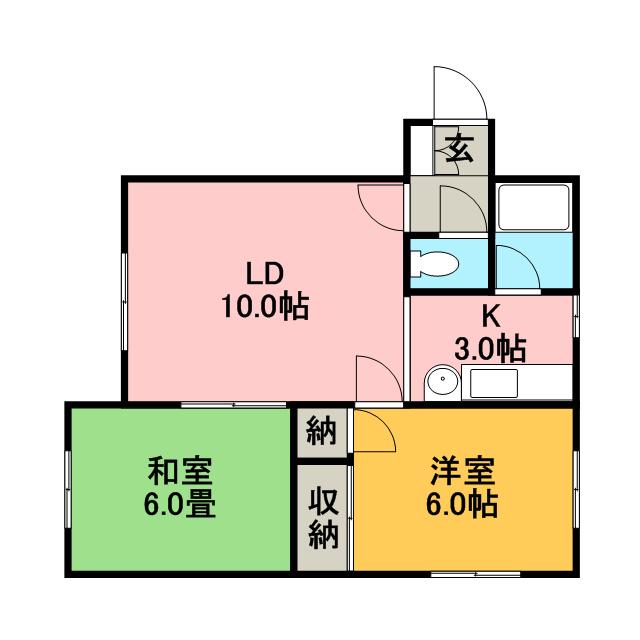 パープルマルコA(2LDK/1階)の間取り写真