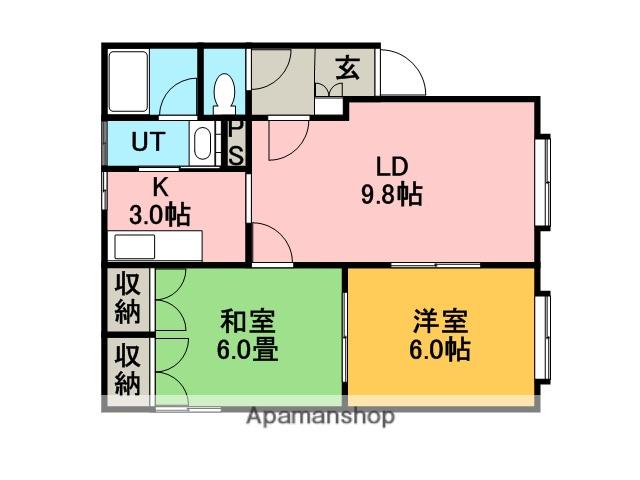 パーク発寒(2LDK/1階)の間取り写真