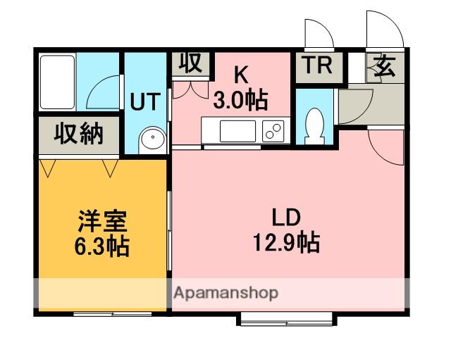 ホワイトビーチ(1LDK/1階)の間取り写真
