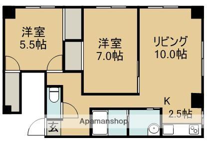 マイトピア館山(2LDK/3階)の間取り写真