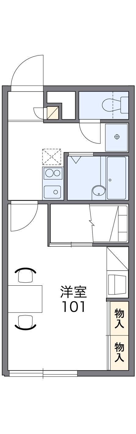 レオパレスTRESBIEN十勝(1K/2階)の間取り写真