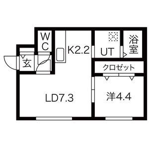 プリエ手稲前田(1LDK/2階)の間取り写真