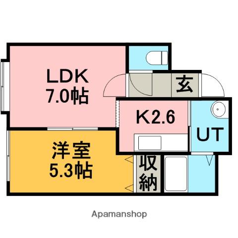 ユニゾン富丘(1DK/1階)の間取り写真