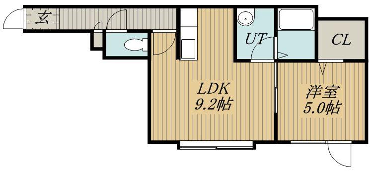 フェリス(1LDK/2階)の間取り写真