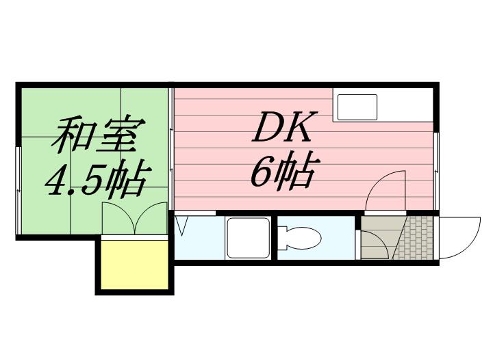 小松ハイム(1DK/2階)の間取り写真